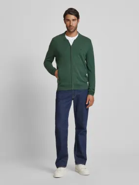 Fynch-Hatton Cardigan mit Logo-Stitching (dunkelgruen) online kaufen