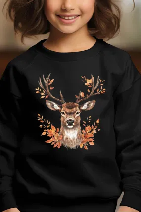 Herbsthirsch - Rundhals-Sweatshirt für Mädchen