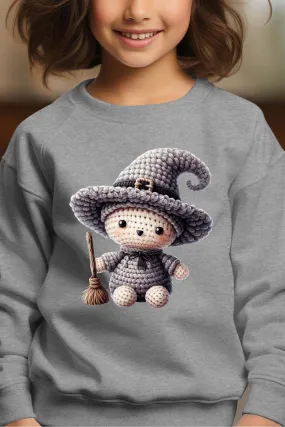 Hexe gehäkelt – Rundhals-Sweatshirt für Mädchen