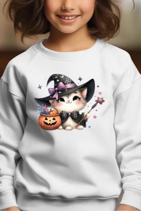 Hexenkatze - Rundhals-Sweatshirt für Mädchen