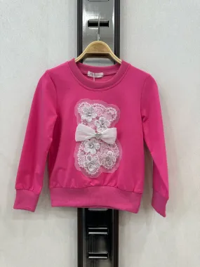 Kinder-Sweatshirt mit Schleife und gestickten Blumendekorationen