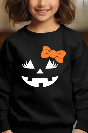 Kürbisgesichtsknoten – Rundhals-Sweatshirt für Mädchen