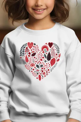 Leaf Heart – Rundhals-Sweatshirt für Mädchen